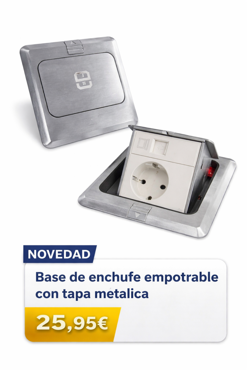 Toma de corriente empotrable con tapa metálica