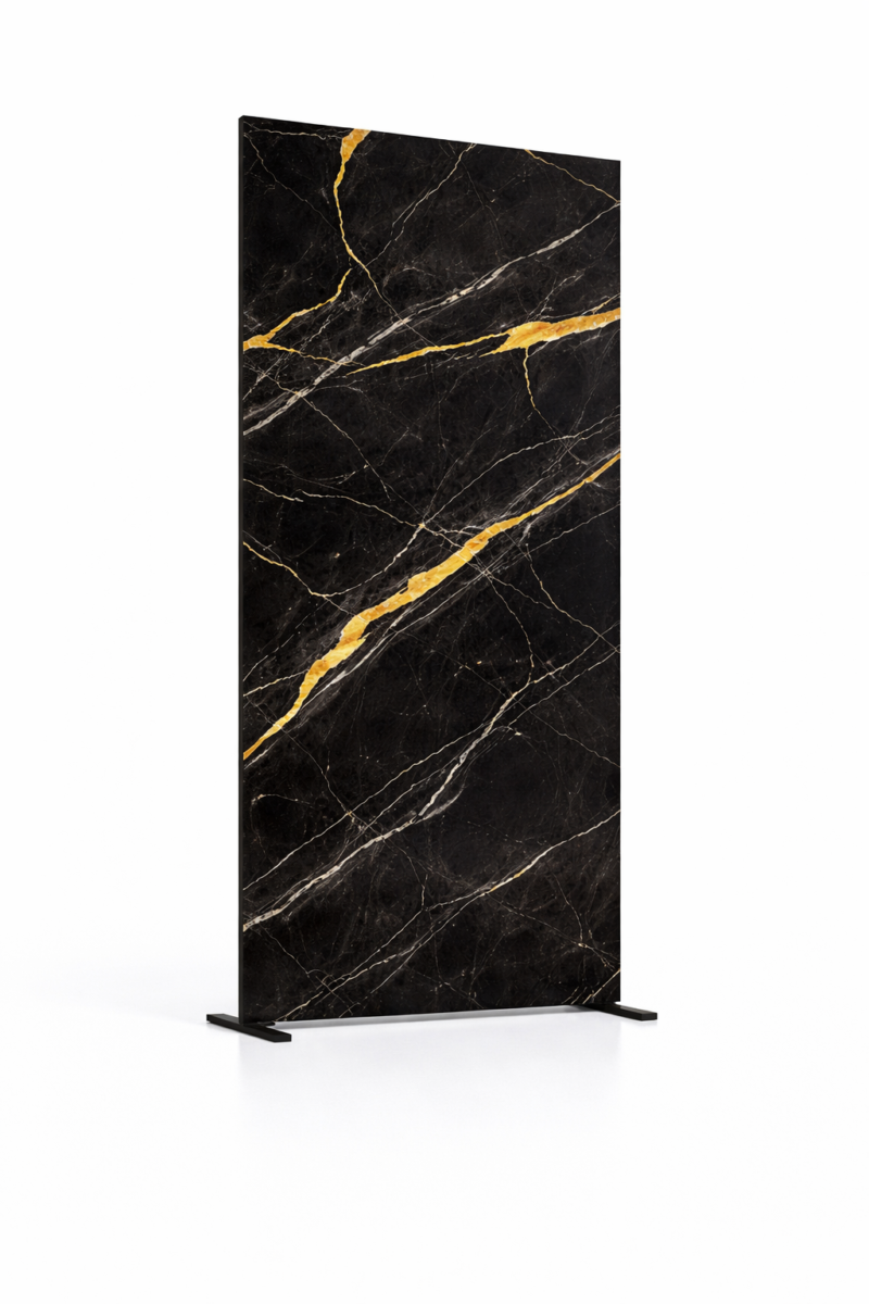 Panel PVC efecto mármol negro con vetas doradas 1,22 x 2,80 metros | Revestimiento de pared de lujo moderno