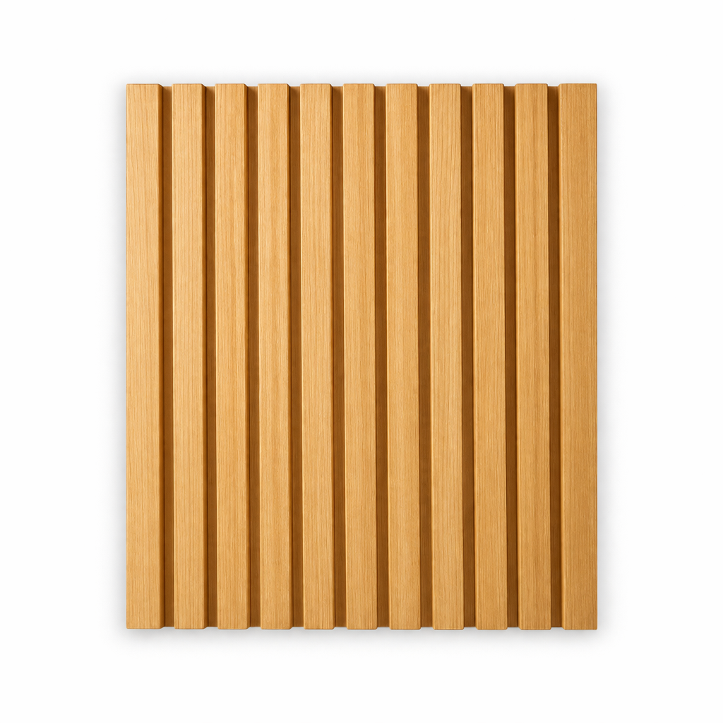 panel listones madera roble pared interior moderno