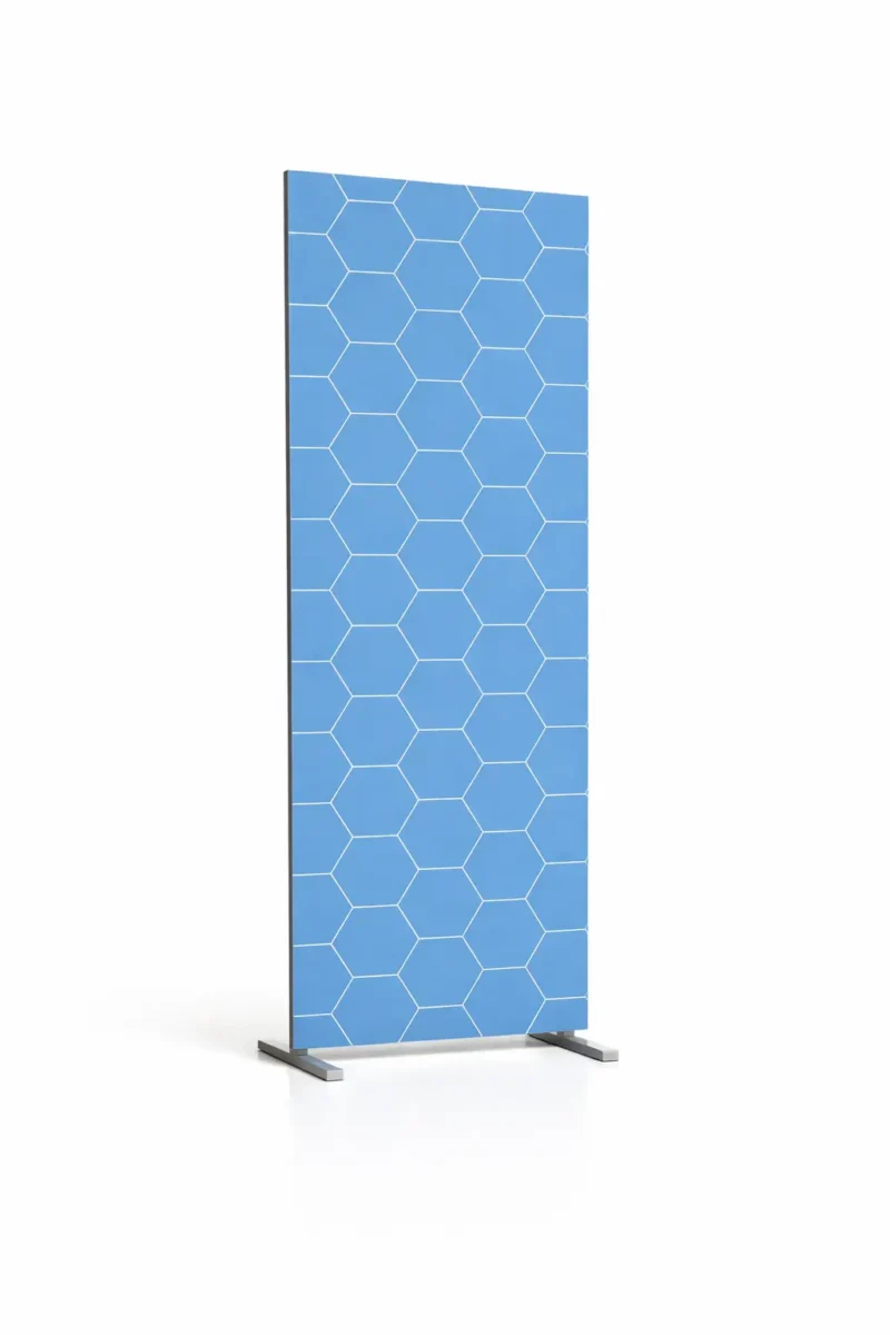 Panel de PVC para revestimiento de pared azul con diseño hexagonal moderno