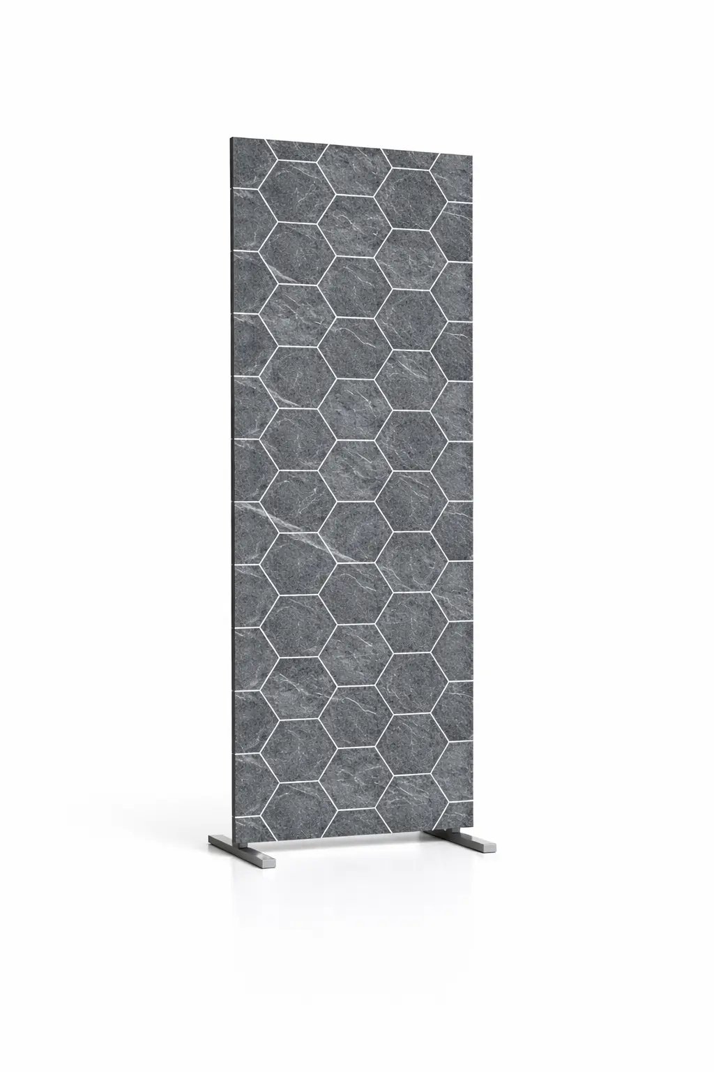 Panel de PVC para revestimiento de pared gris efecto piedra con diseño hexagonal moderno