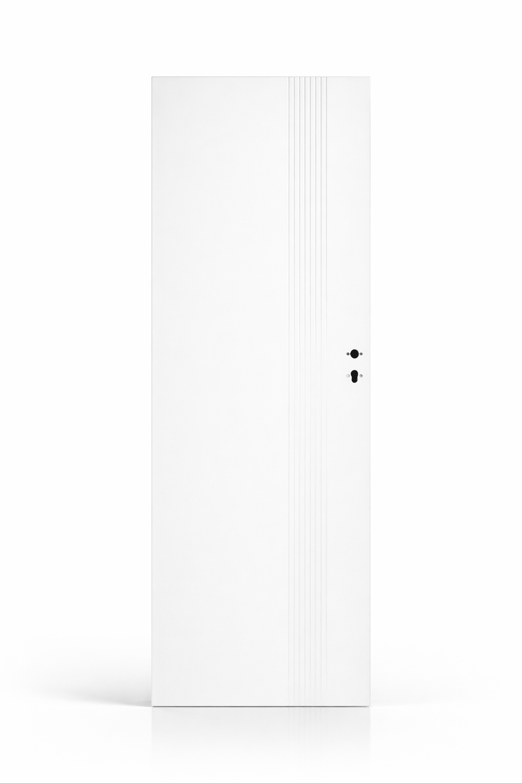 Puerta interior blanca moderna instalada en salón con diseño minimalista