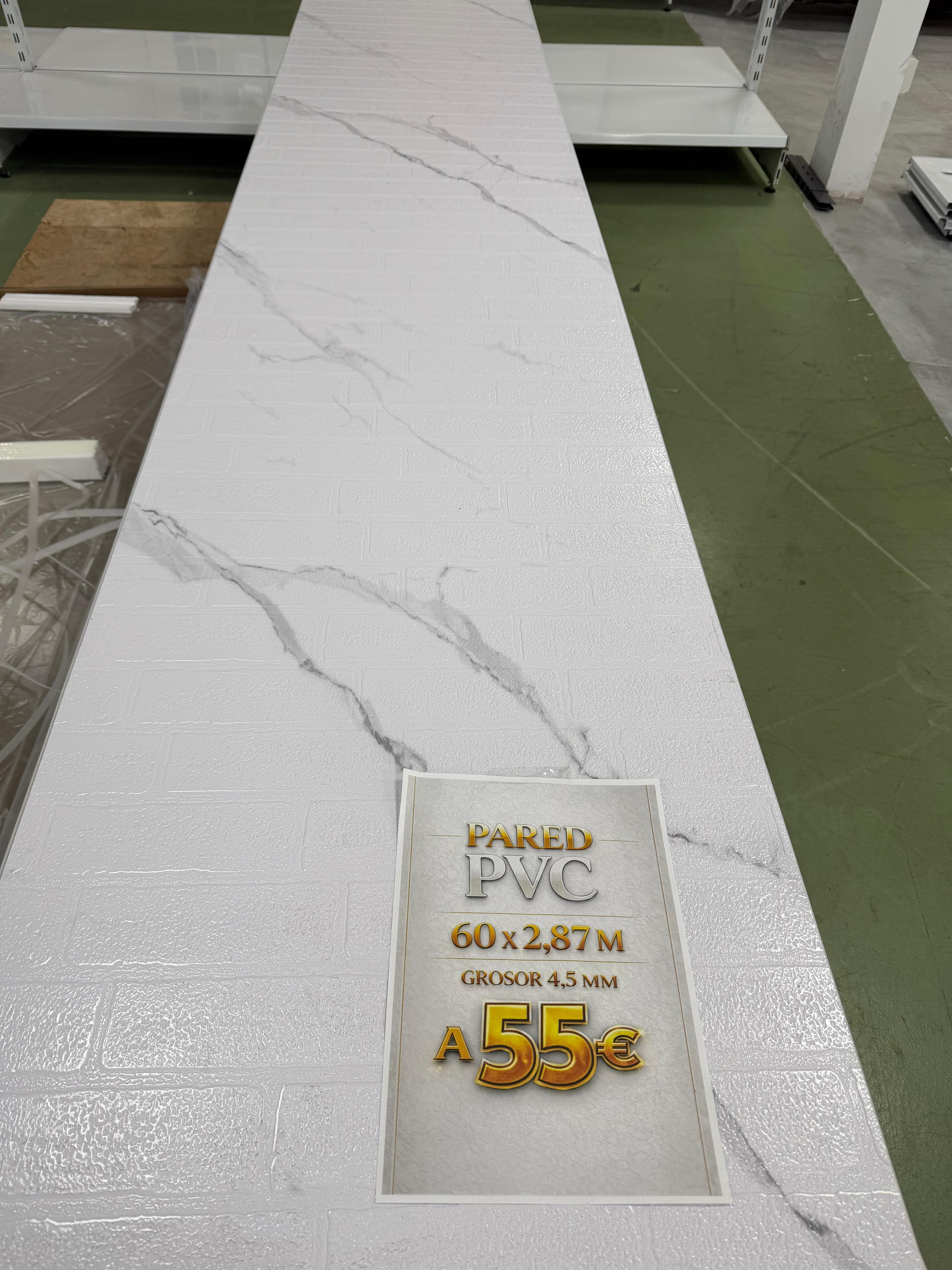 Panel PVC marmol blanco vetas grises 60x287 cm