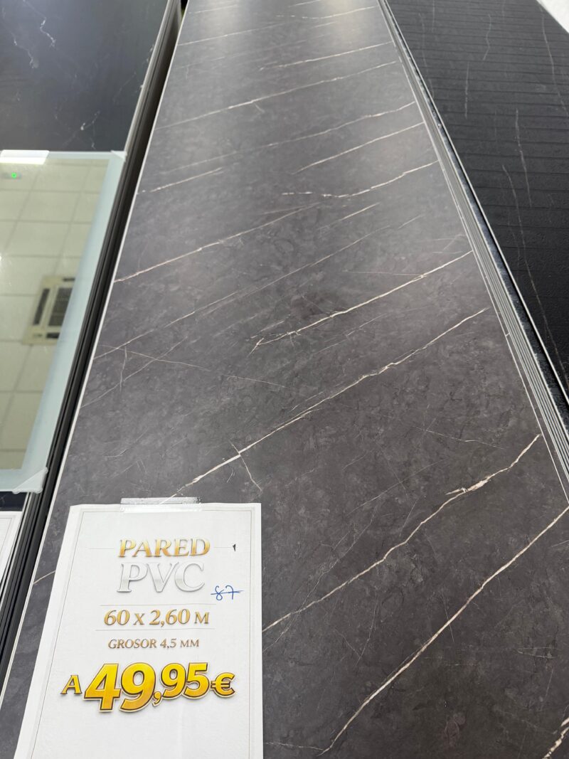 Panel PVC marmol negro veta blanca 60x260 cm
