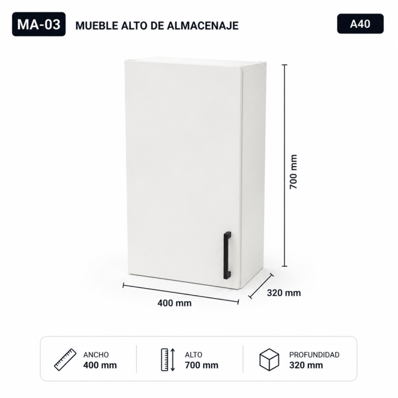 Mueble alto de almacenaje 40 cm