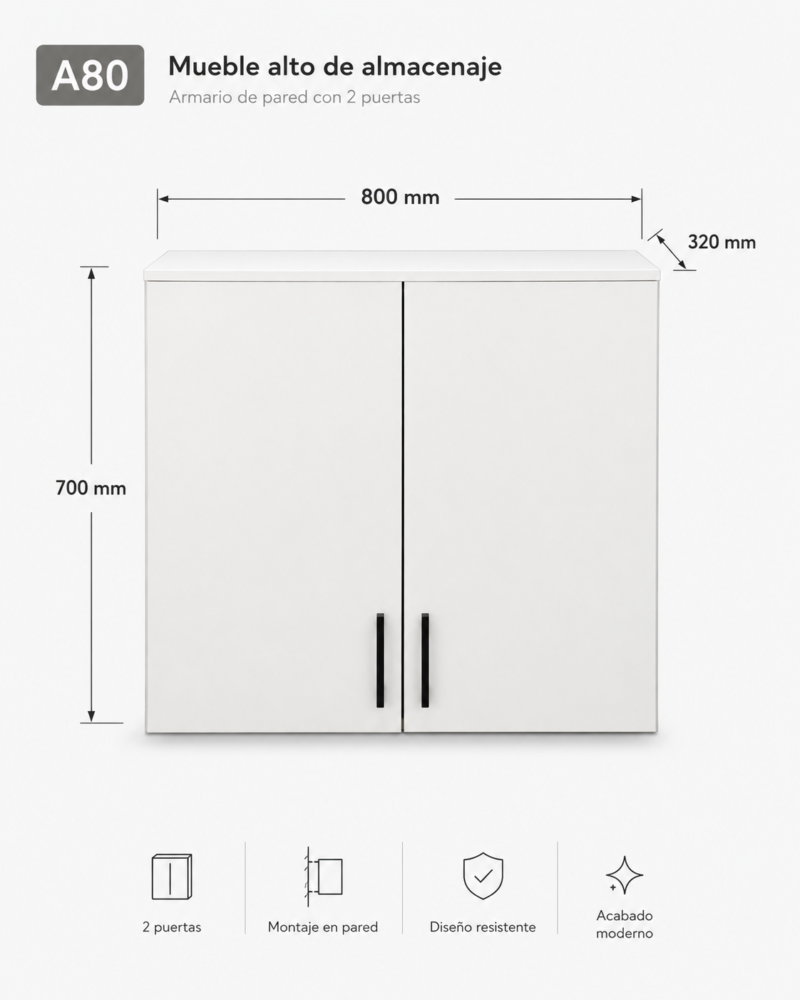 Mueble alto de almacenaje 80 cm