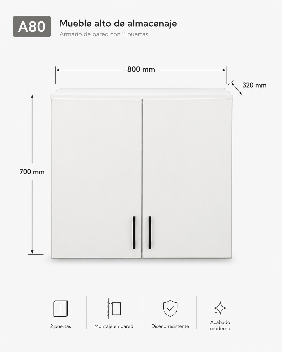 Mueble alto de almacenaje 80 cm