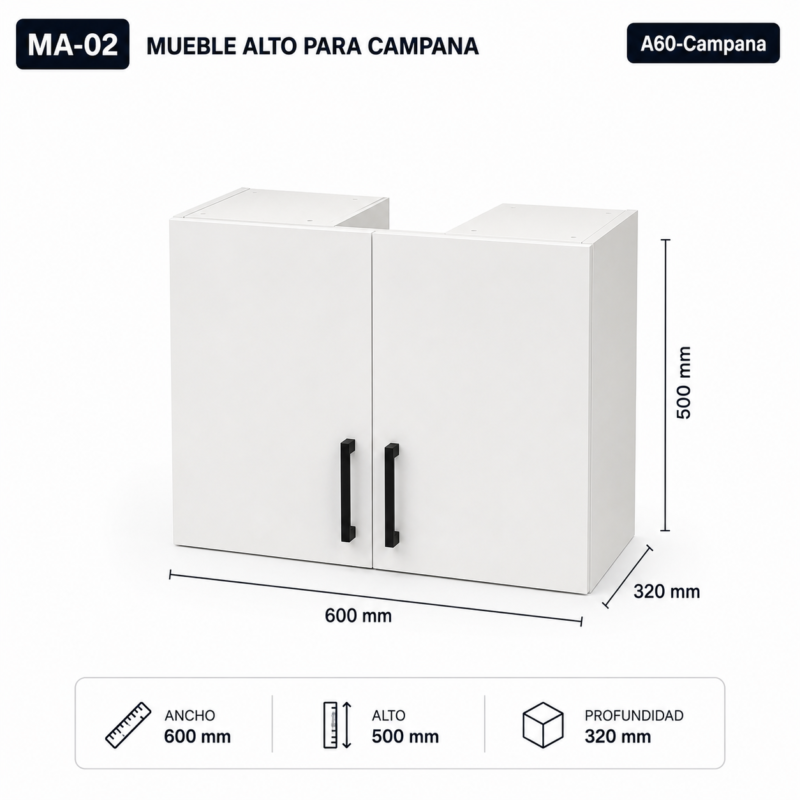 Mueble alto para campana extractora 60 cm