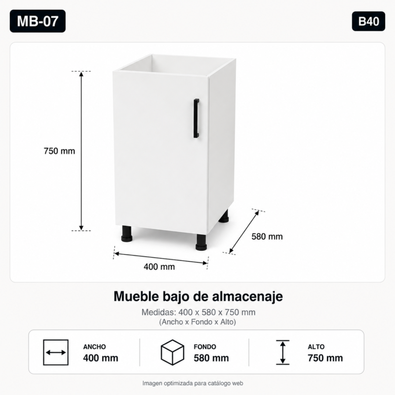 Mueble bajo de almacenaje 40 cm