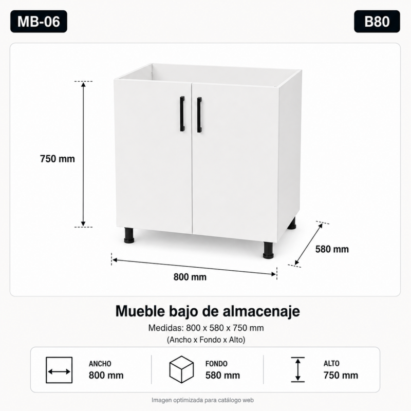 Mueble bajo de almacenaje 80 cm