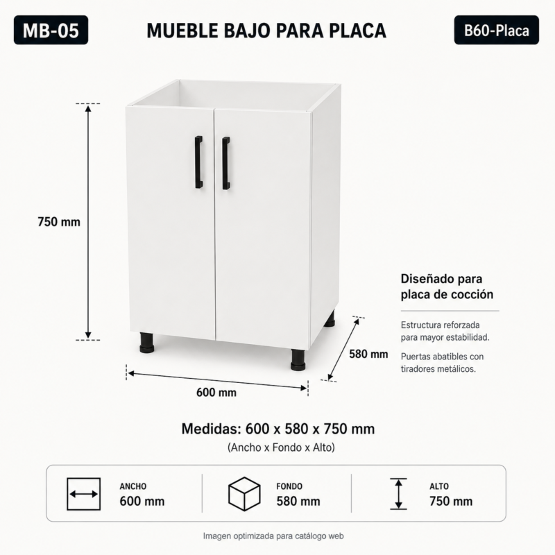 Mueble bajo para placa de coccion 60 cm